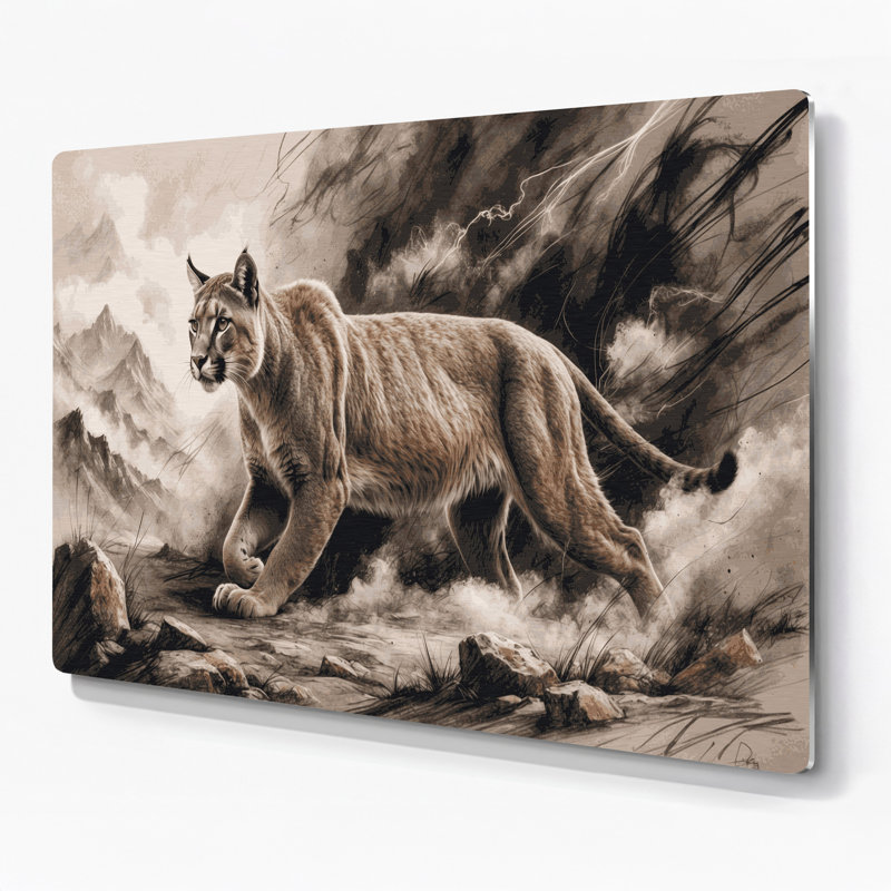 «Big Cats Patagonian Puma», art mural en métal gris, H 11 po x l 14 po