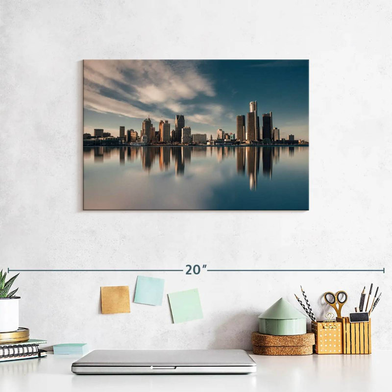 " Detroit Skyline Reflection ", 8" H x 12" W x 1" D