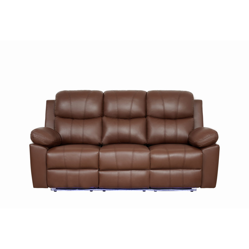 Canapé inclinable avec table rabattable avec DEL, Brun