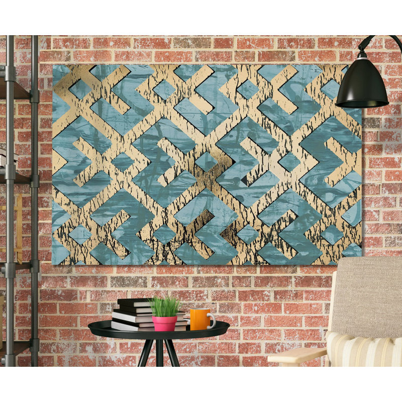 « gilded géometrics i », reproduction, H 32 po x l 48 po x P 1,5 po, Toile tendue