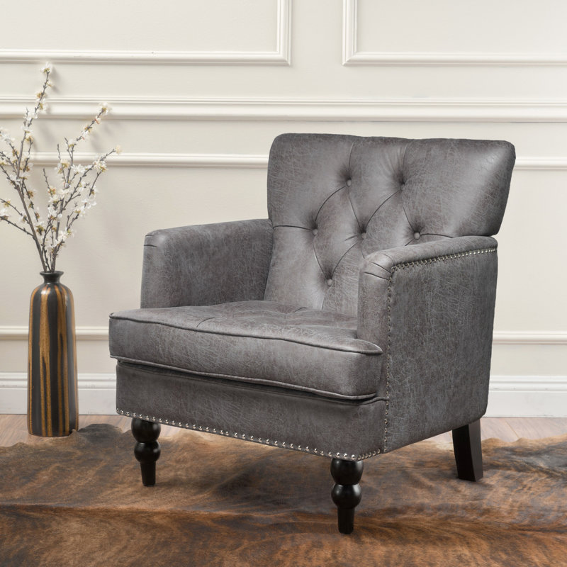 Chaise confortable en microfibre avec pieds en bouleau et cadre rembourré en ardoise moderne, Ardoise