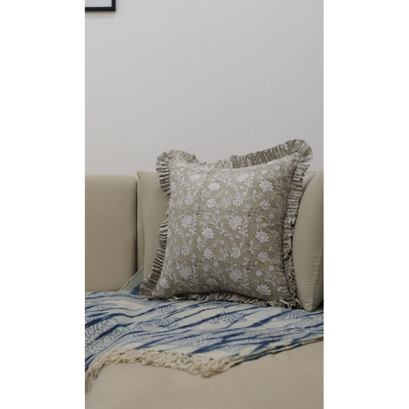Housse de coussin en coton fabriqué à la main Fab divine Artisan - Aradhna, H 14 po x l 14 po, Carré