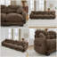 Canapé modulaire confortable en chenille avec motif plissé - Ensemble de canapé brun à 4 places avec mousse ergonomique et coussins décoratifs-476569500