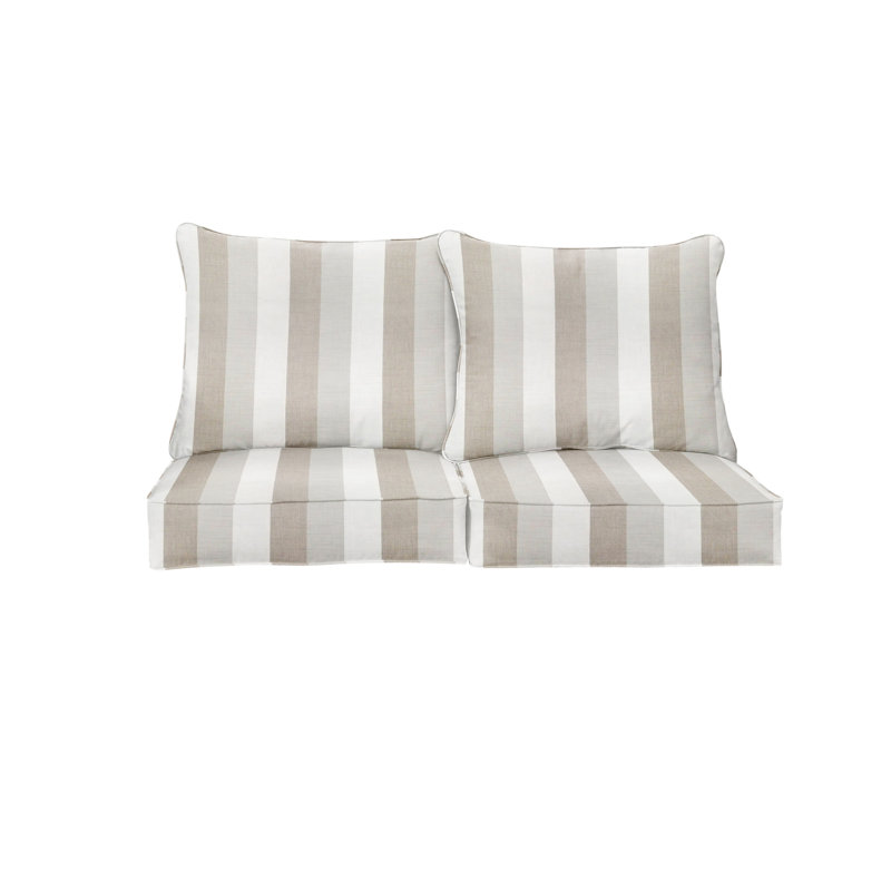 Arline Outdoor Sunbrella Seat/Back Cushion, Direction Linen Stripe Sunbrella®, 22.5" W x 22.5" D