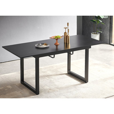 Square Extendable Dining Table With Metal Leg,Modern Space Saving Kitchen Table For Living Room( 70.86" W X 31.5" D X 29.5" H)