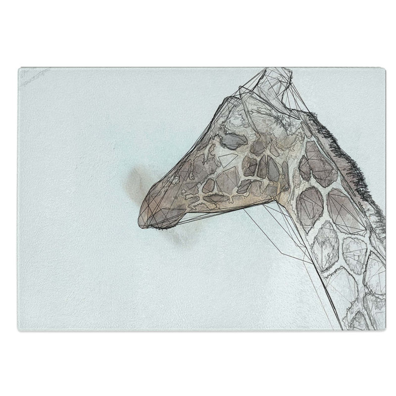 Glass Giraffe Profile in Abstract Chopping Board, 39 cm W x 28.5 cm L