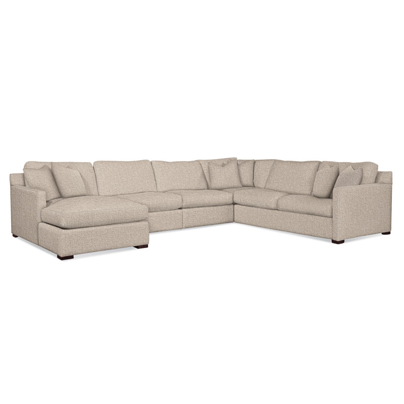 Bel-Air U-Sectional, Right Hand Facing, Java Finish, White Textured Performance; 0865-91
