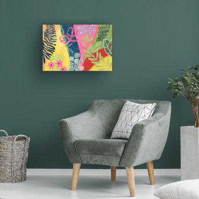 Wrapped Canvas Wall Art - Suzanne Allard 'Blue Palm A' Wall Art for Living Room, Bedroom, or Office Décor - 16x24