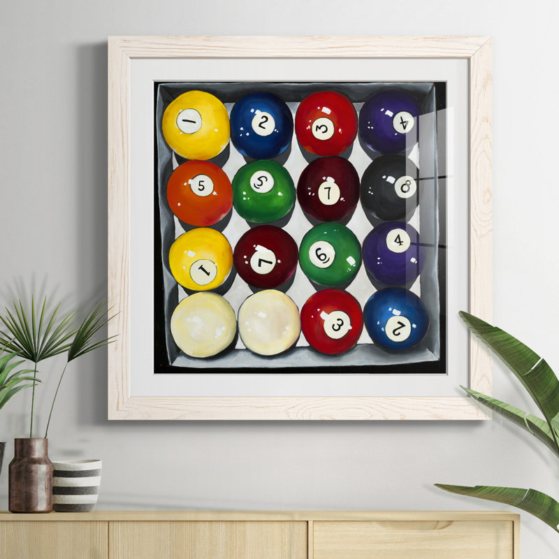 Retro Billiards - Reproduction d'art sur papier encadrée, Papier blanc, H 27,5 po x l 27,5 po x P 1,5 po