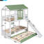 Lit simple superposé simple avec glissière et lit gigogne convertible, blanc +, lit sécuritaire pour chambre à coucher, glissade en pin, coulissant pour les nuits, structure