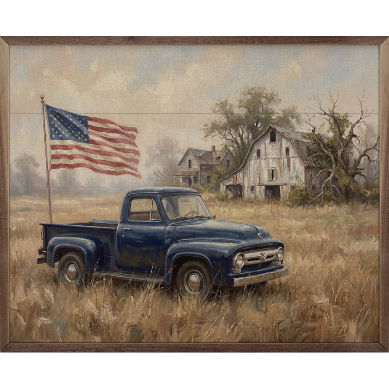 American Truck With Flag, H 24 po x l 30 po