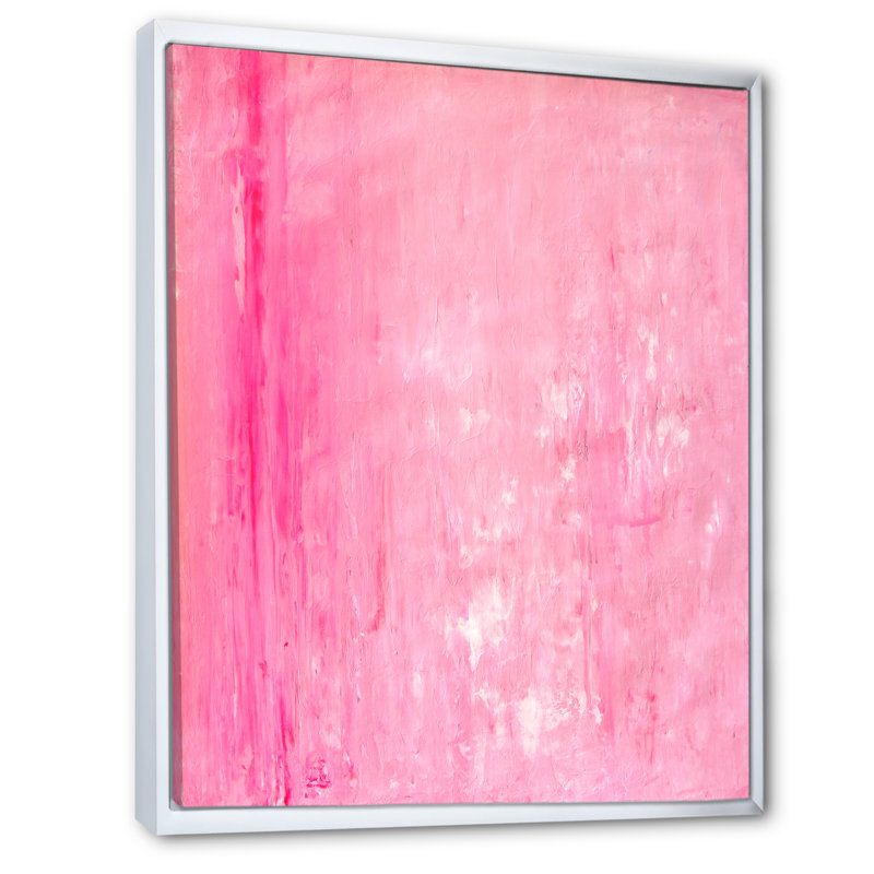 Rose et blanc abstrait, art mural moderne et contemporain sur toile, H 36 po x l 24 po x P 1 po, Cadre flottant blanc