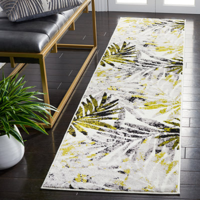 Tapis floral noir / vert Forbell