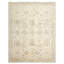 Tapis Oushak en laine ivoire et gris, noué à la main, style Arts & Crafts, 2,46 m x 3,05 m