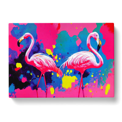 Flamingo Splash Vol.1 Abstract - Wrapped Canvas