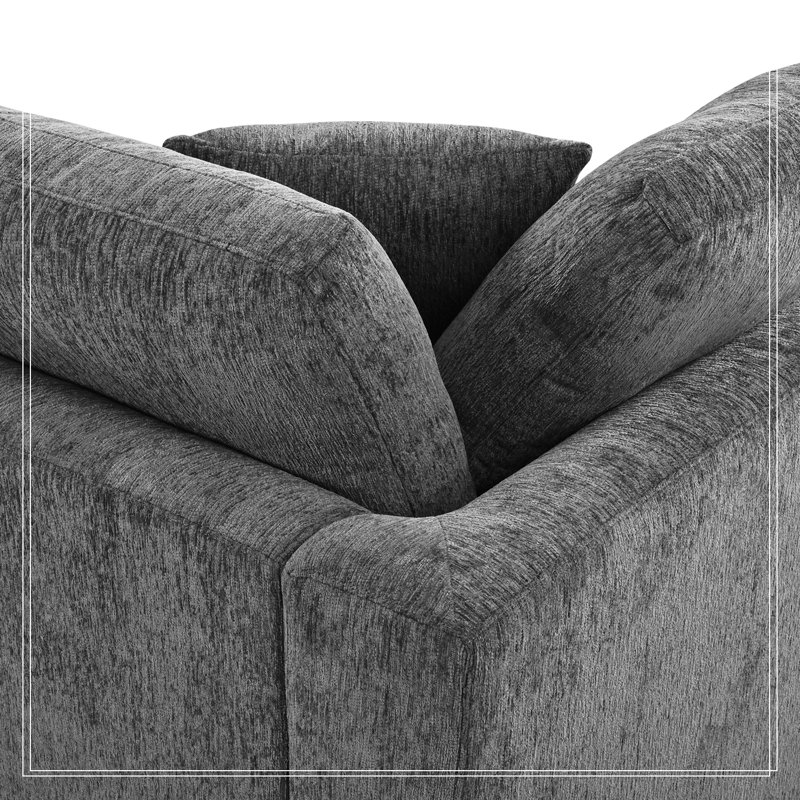 Causeuse en chenille avec structure en bois et coussin décoratif, Gris
