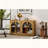 4-Door Large Storage Sideboard Buffet with Glass Doors and Adjustable Shelves