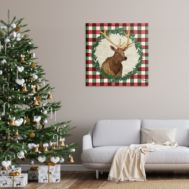  «Plaid Holiday Elk» par Paul Brent, H 36 po x l 36 po