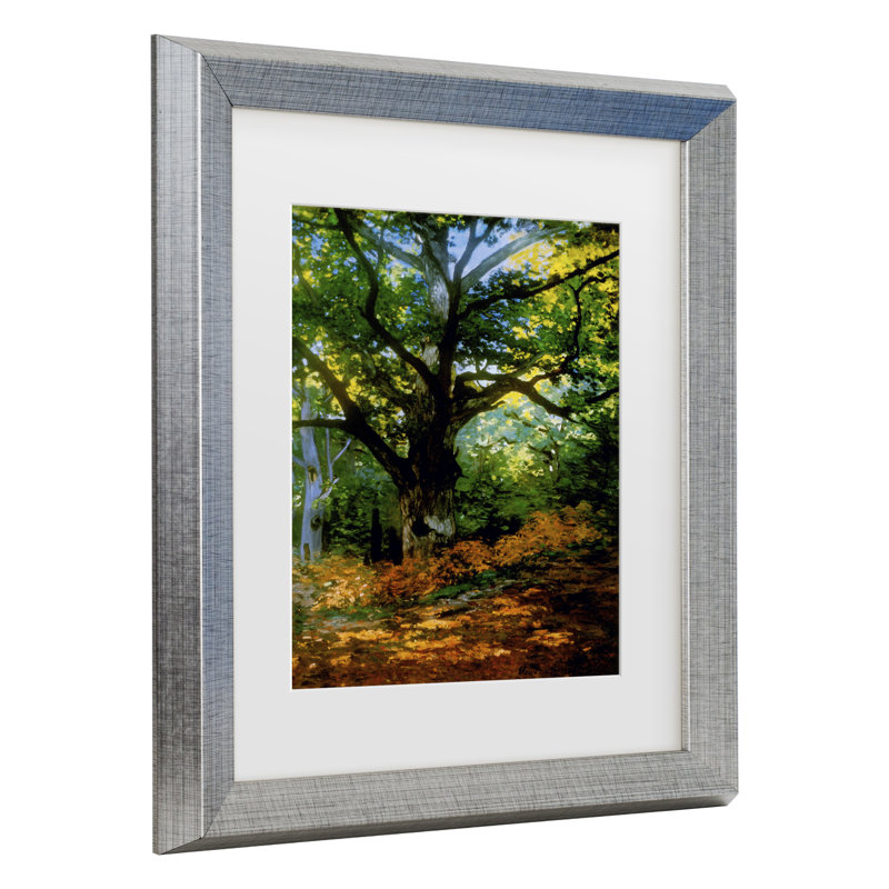 Claude Monet, «Bodmer Oak, Fontainebleau Forest», art encadré mat, H 23,5 po x l 19,5 po x P 0,75 po, Argent