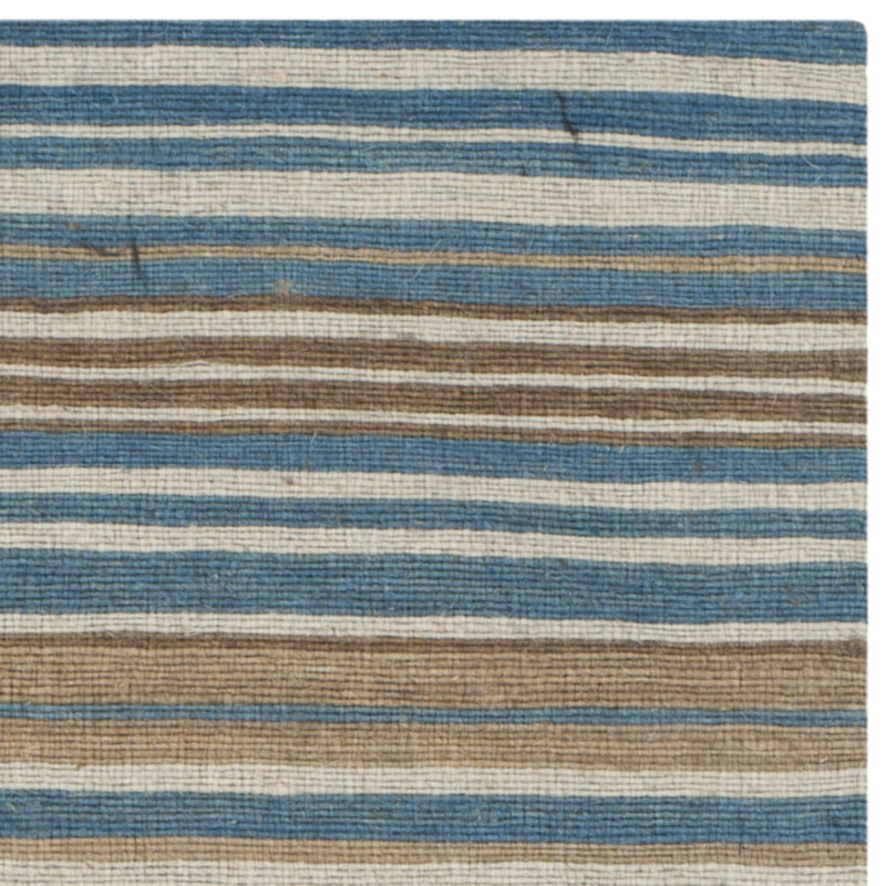 Howardwick Hand Loomed Wool/Cotton Striped Rug in Blue/Beige, Runner 2'3" x 6'