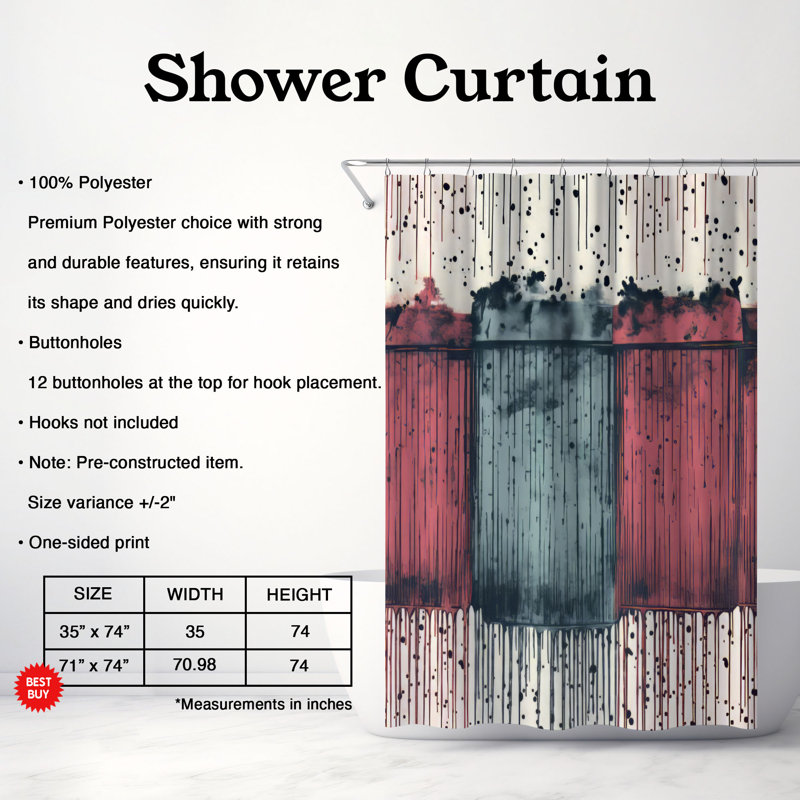 Rideau de douche aquarelle, H 74 po x l 71 po