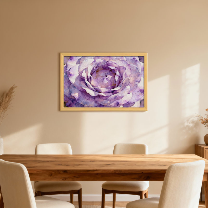 Plantes et fleurs, aquarelle de rose mauve, H 16 po x l 24 po, Toile tendue, Ne s’applique pas