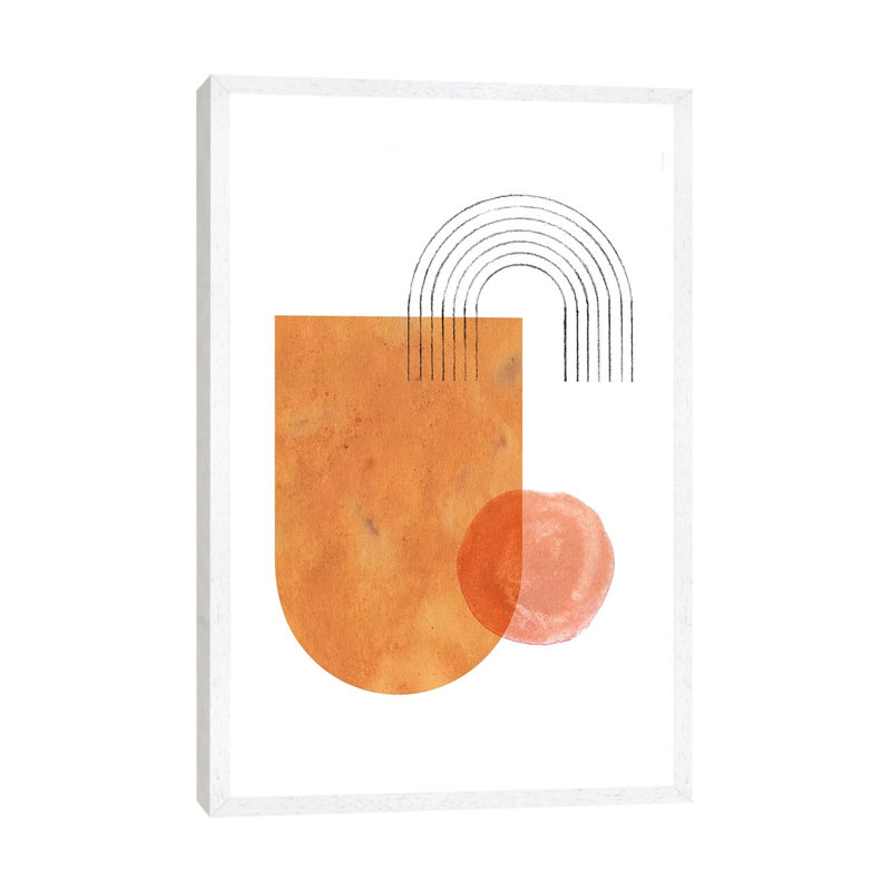 Burnt Orange Abstract - Painting on Canvas, White Framed, 101.6cm H x 66.04cm W x 3.81cm D
