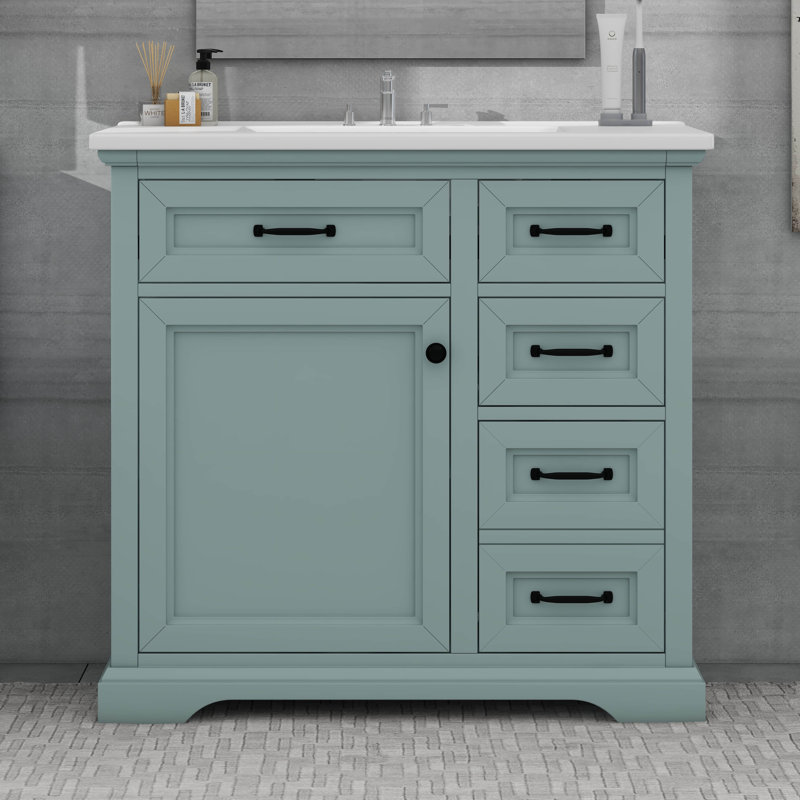 Meuble-lavabo 36 po avec lavabo, meuble-lavabo simple, Gris