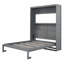 Grand lit escamotable mural avec tablettes, gris
