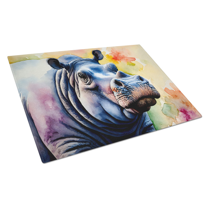 Hippopotamus Glass Cutting Board Large