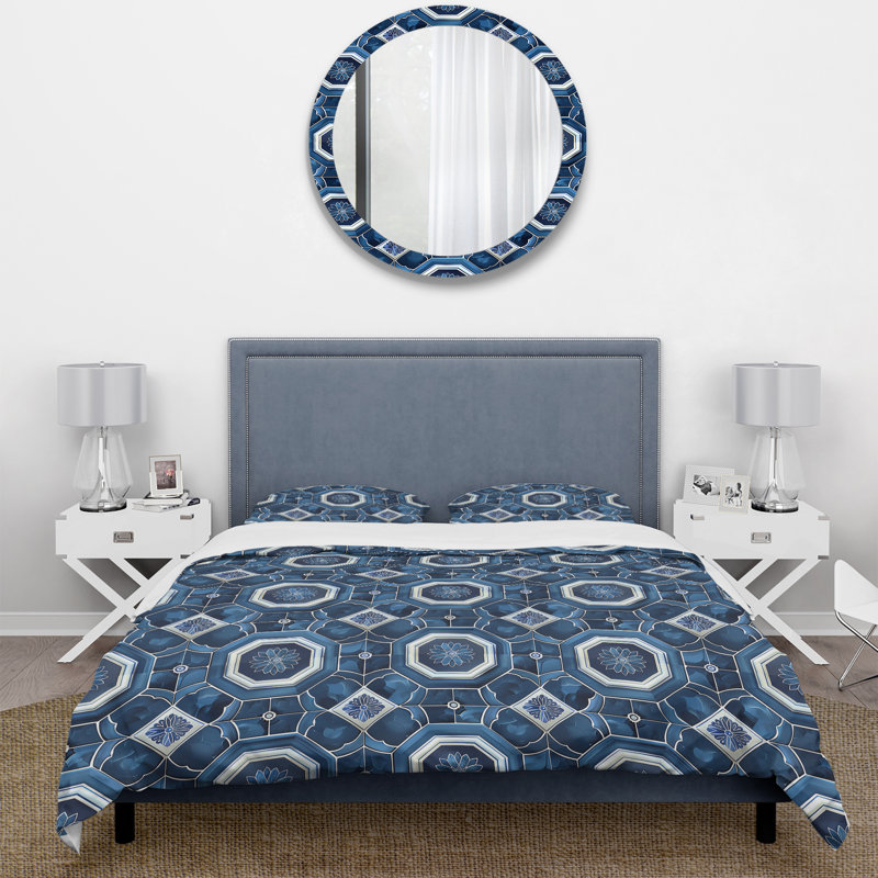 Ensemble de housse de couette bleu marine Midcentury I - Midcentury, Housse de couette très grand + 2 taies décorativ