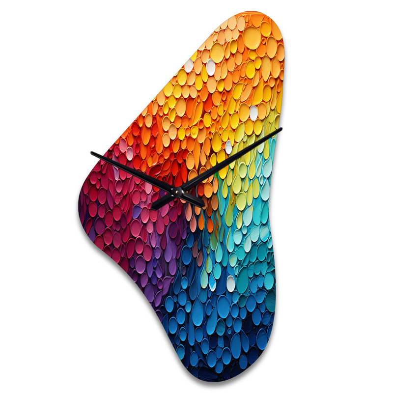 Hardedge Art Contrasting Cadence I - Boomerang Shape Unique Hard Edge Painting Wall Clock, Medium