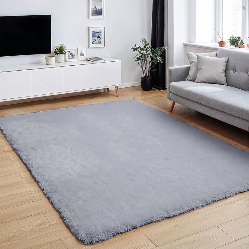 Super Soft Shaggy Area Rug, Dark Grey, Rectangle 80 x 150 cm