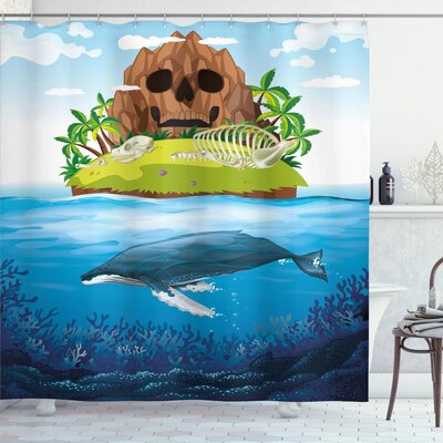 Animal Whale near Palm Island Single Shower Curtain -  Ambesonne, sc_21938_long