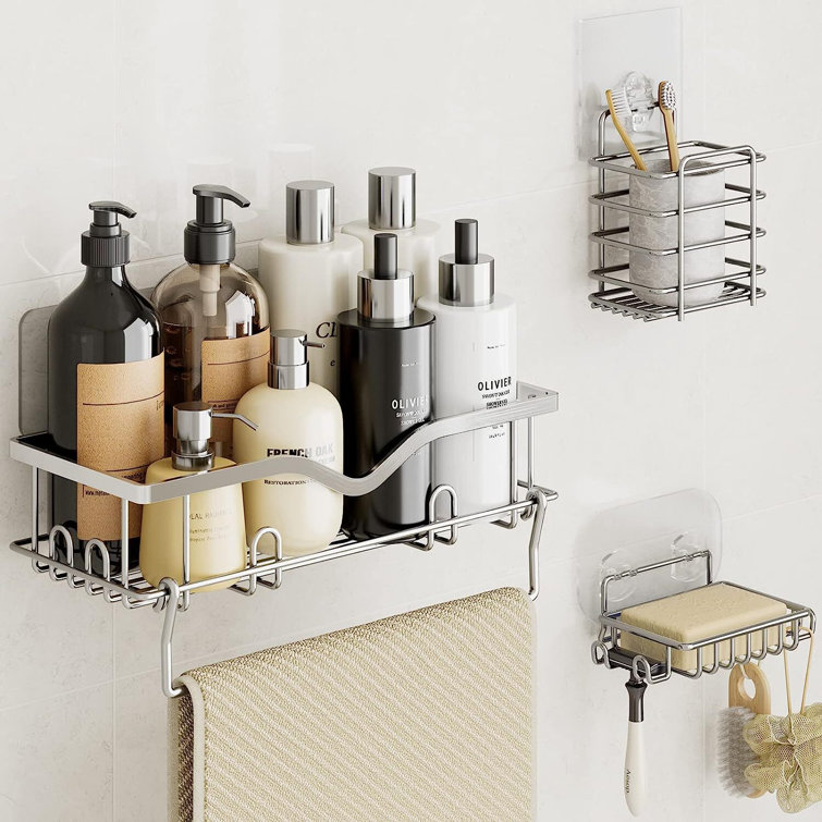 11 in. W x 3.1 in. D x 24.8 in. H Silver Bathroom Hanging Shower Organizer,  Shower Storage Rack Basket