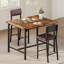 Ensemble de table de salle à manger Garvee pour 2 personnes avec repose-pieds et protecteur d'angle, ensemble de table de cuisine 3 pièces avec dossier, table à hauteur de comptoir avec 2 tabourets de bar rembourrés pour la salle à manger, appartement-385404926