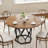 Modern Farmhouse Round Dining Table for 4-6 – 47 Inch Industrial Restaurant Table with Sturdy Metal Base – Rustic Wood Circle Design for Kitchen or Dining Room-90172235