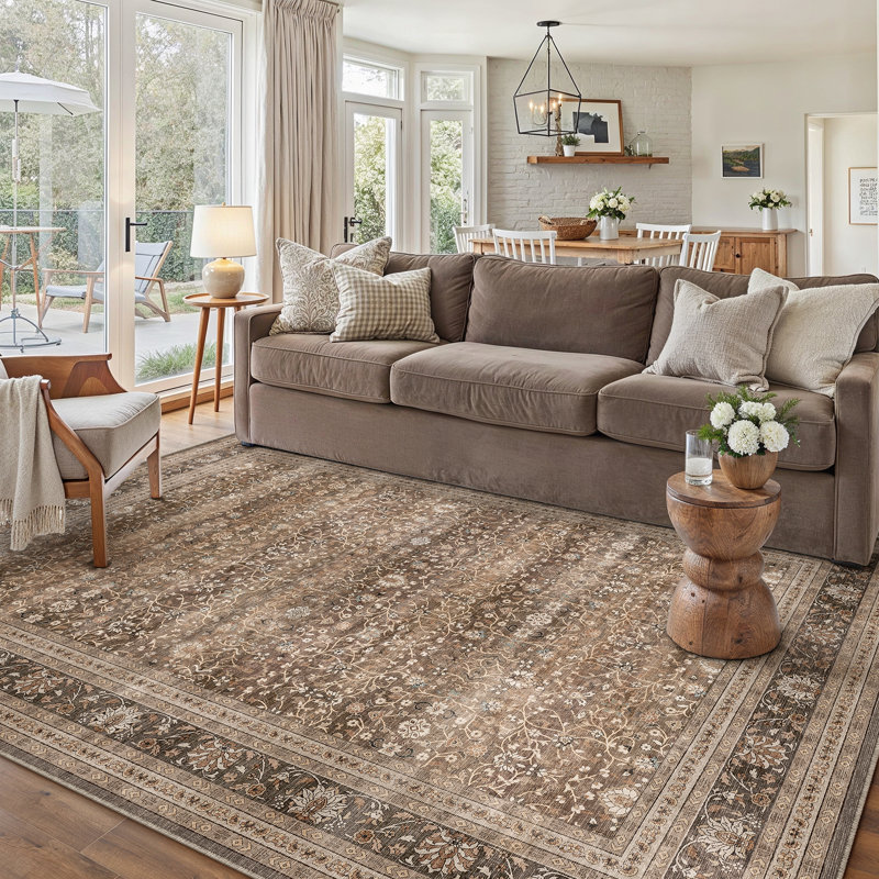 Looma Vintage Floral Area Rug with Machine Washable & Non-Slip, Rectangle 8' x 10'