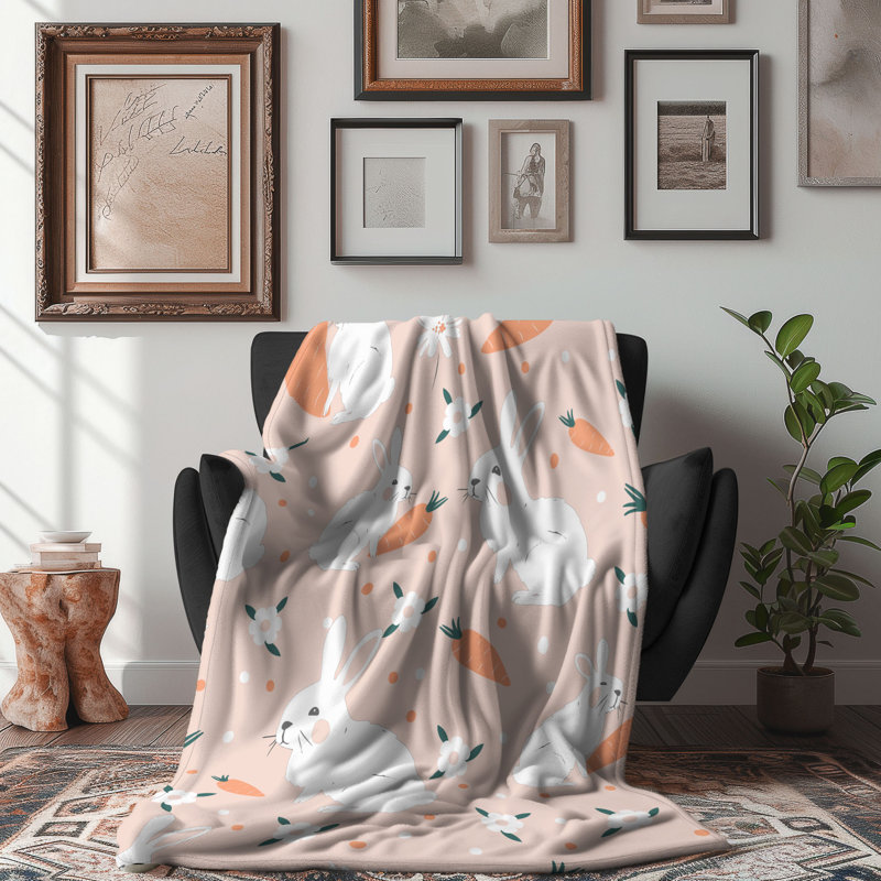 Boho Bunny - 1 pièce Sherpa Premium, L 60 po x L 80 po