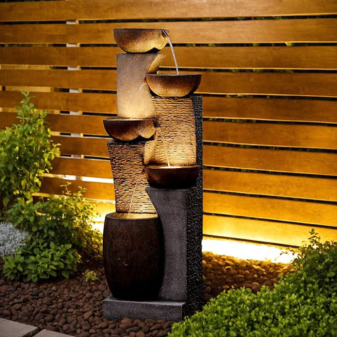 Handcrafted Outdoor Floor Fountain with Lights