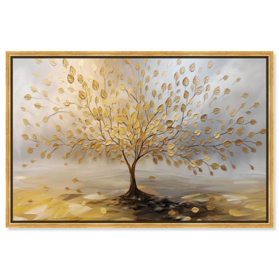 «Tree of Golden Leaves», art coloré sur toile par Art Remedy