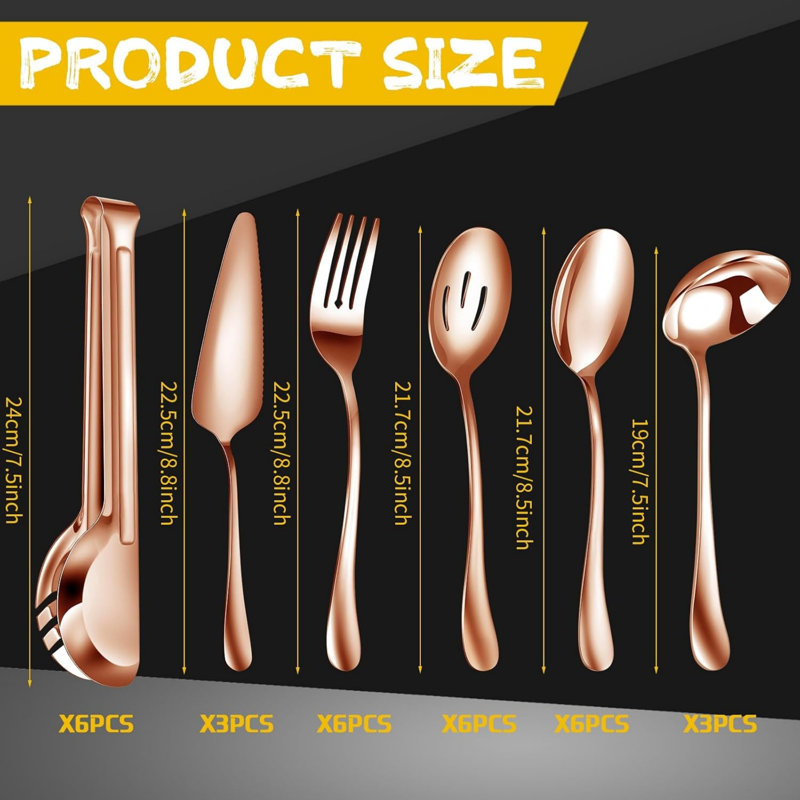 Utensils Set Stainless Steel Flatware 30 Pcs, Serving Set for Buffet Catering Party