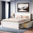 Wooden Platform Bed With A Drawer, Open Shelves And Pull-out Storage Cabinet-1139490964