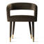 Chaises de salle à manger rembourrées en velours, fauteuils à dossier demi-tonneau moderne avec pieds en métal recouverts de tissu et embouts dorés-264570824