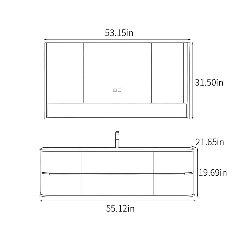 Light luxury simple style bathroom cabinet, 55.12"