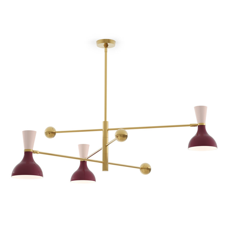 Clare 3 - Light Pendant, Sugar Plum/Rose Water, Modern Brass