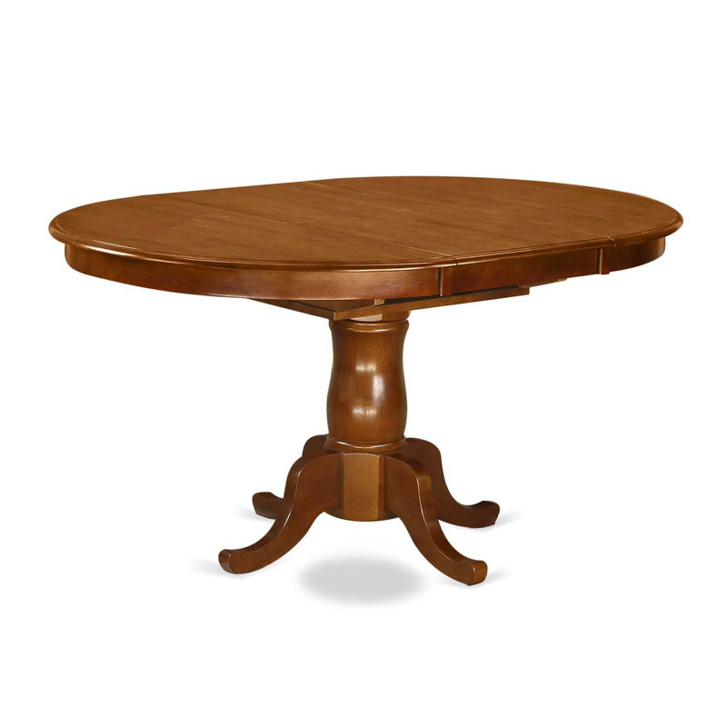 7 Piece Dining Table Set Consist of an Oval Dining Room Table with Butterfly Leaf and 6 Linen Fabric Upholstered Chairs, 42x60 Inch, Saddle Brown