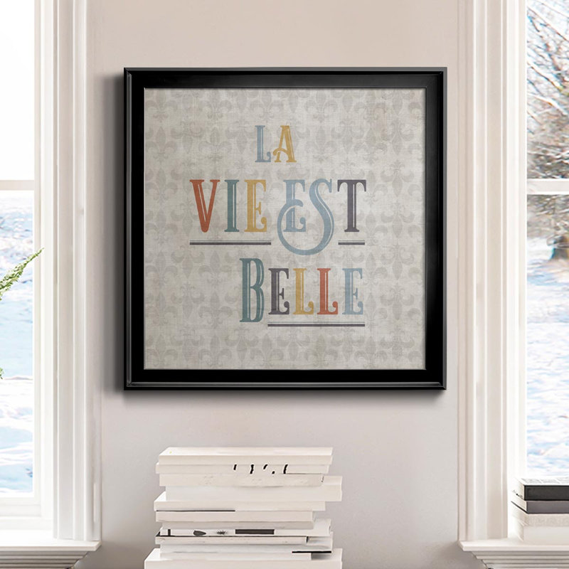 La Vie - Reproduction d'art textuel sur toile encadrée, H 34,5 po x l 34,5 po x P 1,5 po, Noir