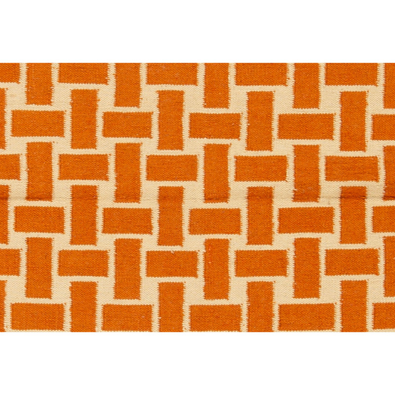 Tapis ivoire et orange noué à la main de haute qualité