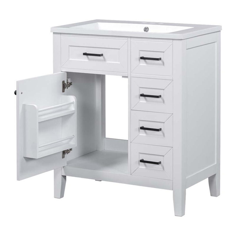 Ensemble de meuble-lavabo simple 30,01 po avec plateau en céramique Taleesa, Blanc